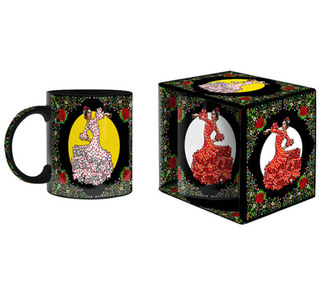 Set de regalo de tazas con flores de flamenco