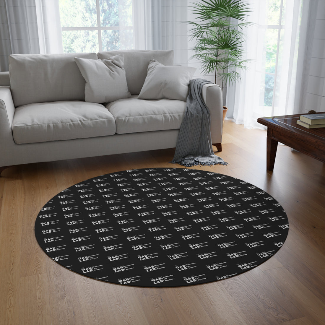 Alfombra redonda moderna de Labrador negro: decoración elegante para amantes de los perros