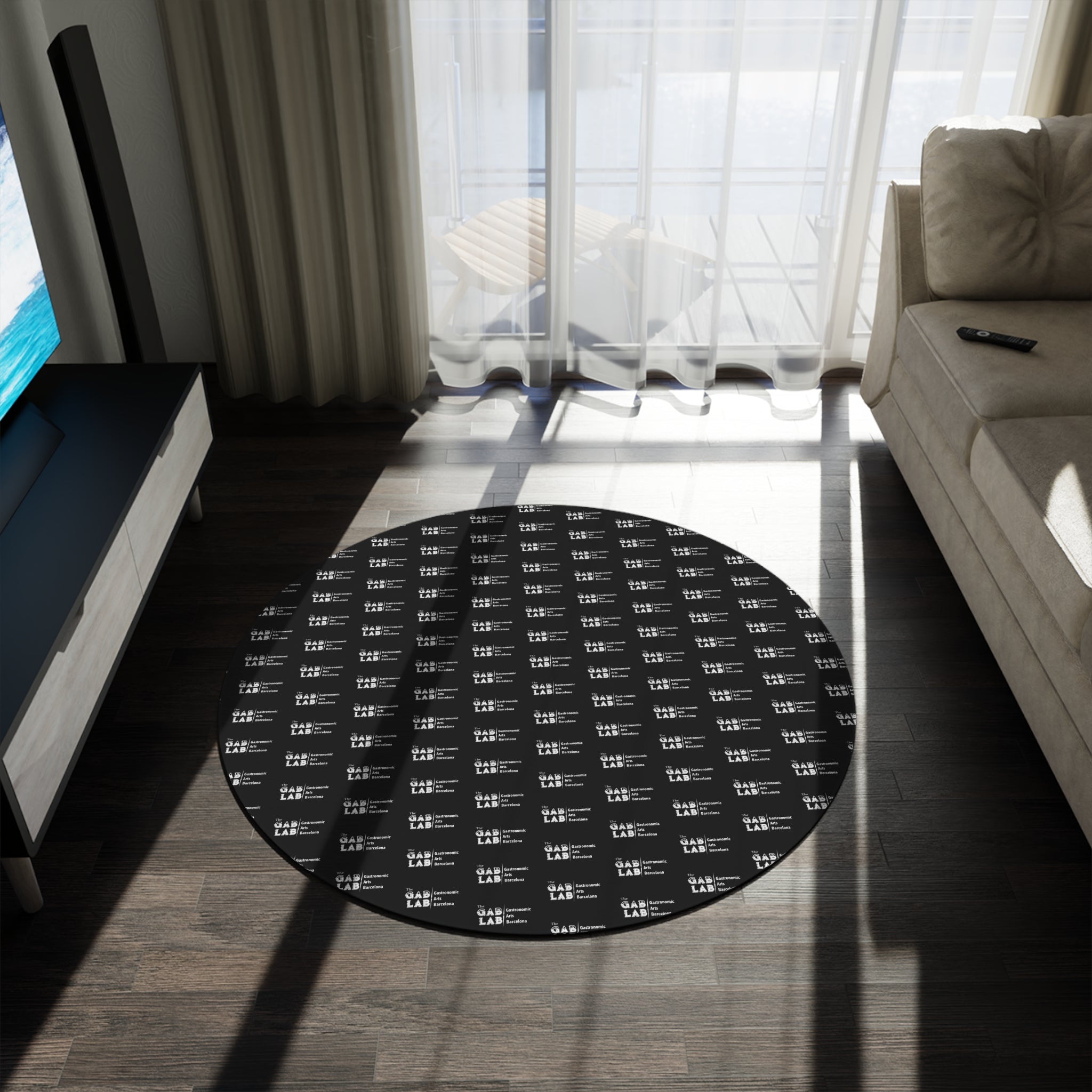 Alfombra redonda moderna de Labrador negro: decoración elegante para amantes de los perros