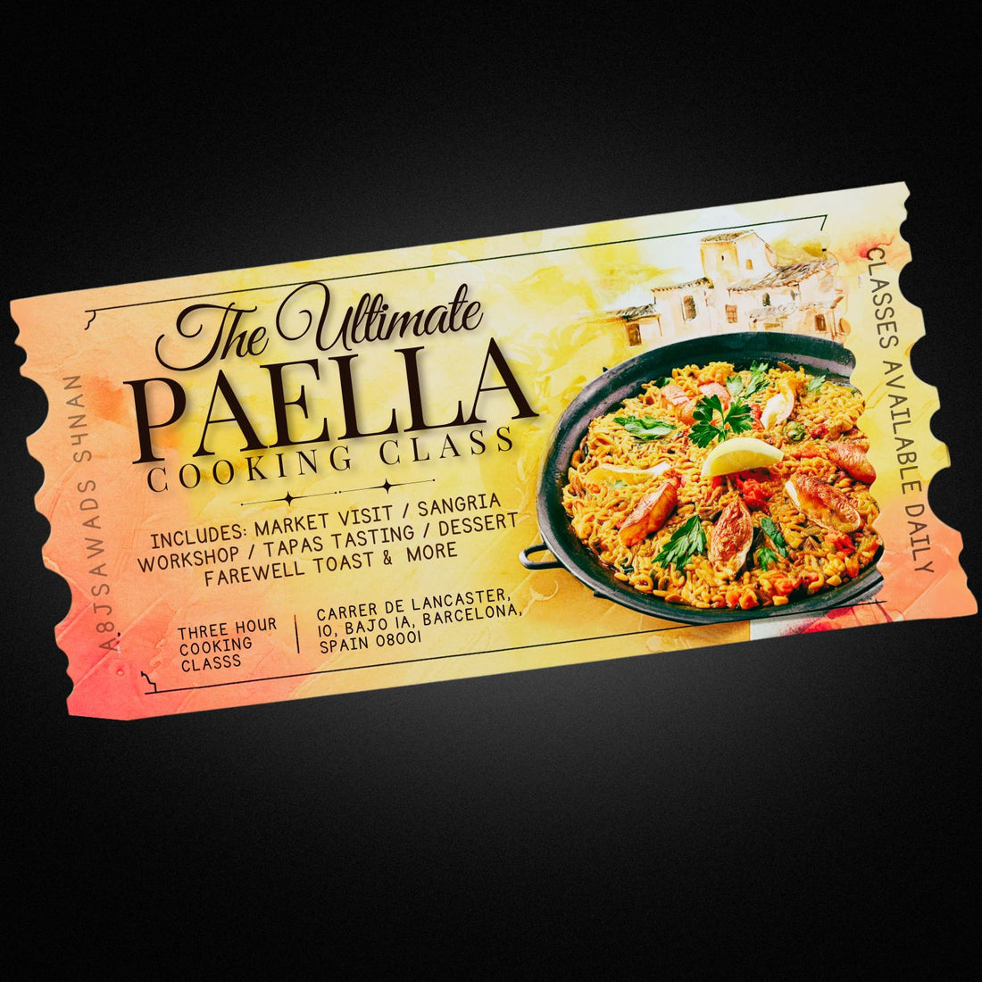 Entrada a la clase de cocina de paella definitiva (1 participante)